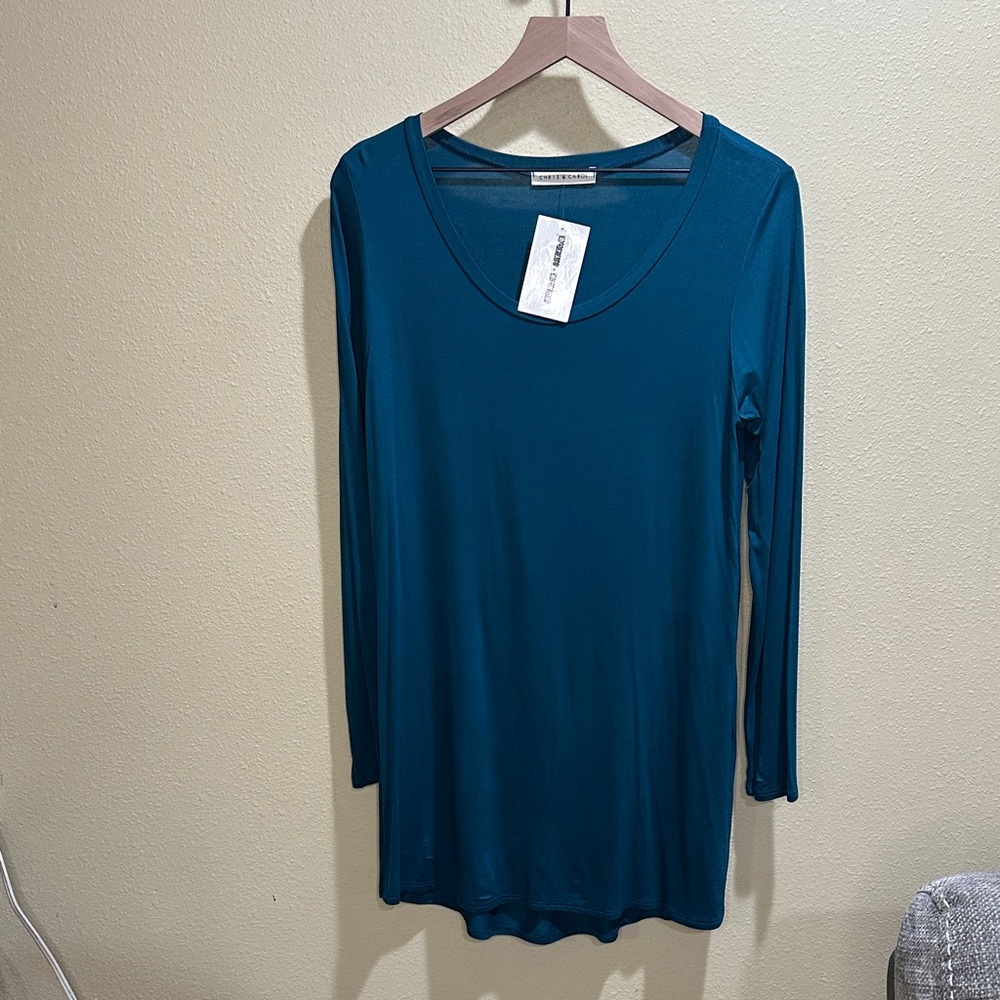 NWT Chris & Carol Large Teal Long Sleeve Tee
